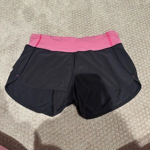 lululemon speed up shorts with pink band size 4